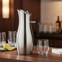 DrumShaped Pitcher Mirror Polished Stainless Steel Brushed Finish Carafe sidabras