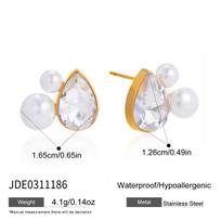 Youthway Elegant Imitation Pearl Water Drop Crystal Earrings For Women 18K Gold Plated Stainless Steel Earrings Fashion Jewelry