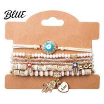 Versatile Bracelet 6Pcs/Set Women Bohemia Style Elastic Rope Beads Stackable balta