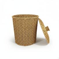 Šiukšliadėžė su dangčiu Retro rotango atliekų pintas raštas pintas indas svetainei, miegamajam, biurui beige