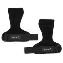 Leather Weightlifting Hand Grips With Wrist Support Deadlift Pull-Up Powerlifting Adult Gym Training Black One Size