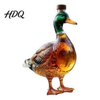 Unique Whiskey Decanter Duck Decanter Straight Bourbon Glass Bottle with Stopper 350ml Flavor Sealing Novelty Liquor Dispenser for Home Bar