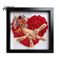 Custom Family Love Shadow Box Personalized Mommy Holding Hands with Ring And Manicure Emotional Mother Day Gift Names Floral Heart Picture S C juoda