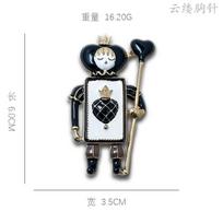 Playing Card Soldier Brooch with Crown and Heart Staff Metal Enamel Pin Accessory for Jackets Shirts Bags and Hats One Size juoda
