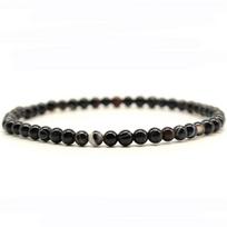 Minimalist Real Natural Black Agates Beads Bracelets For Men 4/6/8/10/12mm Smooth Stone Braslet Homme Leisure Accessories  Joias