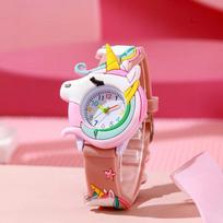 Kids' Watch Kids Love Boys And Girls Watch 3D Silicone Strap Watch Unicorn Children'S Cartoon Watch white
