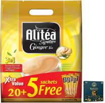 Alitéa Signature Imbiero arbata, 3 viename tirpi arbata su imbieru, grietinėlės milteliais ir cukrumi, 25 pakeliai x 20 g (Iš Malaizijos) Gaukite Flavourito Kunafa Šokoladą 20g black