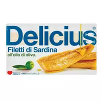Sardinės filė alyvuogių aliejuje DELICIUS, 120g