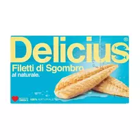 Atlantinės skumbrės filė alyvuogių aliejuje DELICIUS, 125g