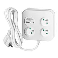 Elektros prekės // Maitinimo prailgintuvų, skirstytuvų ir UK bei USA adapterių rinkinys // Kwadratowa listwa zasilająca z ładowarką USB 3x2P+Z, 2xUSB-A,  kabel 3x1,0mm2, 1,4m