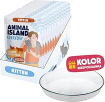 Animal Island Everyday Kitten Turkey and veal in broth Box - wet cat food - 12x85g + free plate