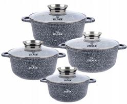 ZILNER Grey 4 marmurinių puodų rinkinys 16 / 20 / 22 / 26 cm