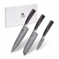 Shiori 3 peilių rinkinys Chairo Shōto, Santoku ir Sifu iš Damasko plieno
