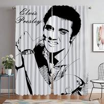 Elvis Blackout užuolaidos virtuvei, 2 vnt. svetainės užuolaidos, Helovino dekoracijos, tamsinančios užuolaidos miegamajam, tiulis W50xH70cmx2pcs-CL black