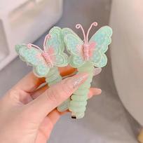 Cartoon Butterfly telefono laidas garbanotiems plaukams Kid Sweet Hair Tie plaukų galvos juosta žalia
