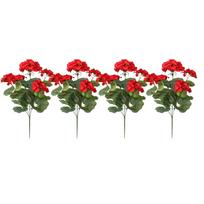 4 Bundles Artificial Flowers Outdoor Flowers , UV Resistant Shrubs For Hanging Garden Porch Window Box 4PC One Size raudona