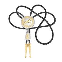 Men's Rodeos Bolo Tie Braided Leather Cord Necktie with Metal Horse and Drop Pendant Adjustable Chain Necklace Neckwear 1