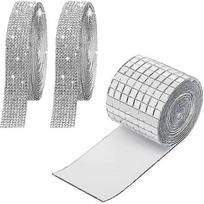 Crystal Diamond Tape, 3 Rolls Mirror Mosaic Tiles Sticker, Self-Adhesive Mini Square Glass Mirror Tiles, Self-Adhesive Sticker DIY Decoratio
