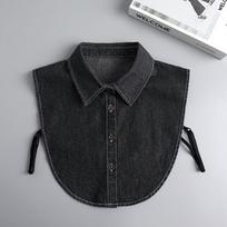 Detachable Denim Fake Collar Black Sharp Collar Lapel Half Shirt Korean Style Square Collar False Blouse Collar gray
