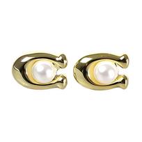 Coach Solid Design Brass Earrings Women earrings Gold 37341922 F,Gold beige