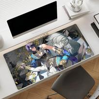 Gaming Mouse Pad Desk Mat Antislip Stitched Edges Purple Hair Anime Boy with Duck Print Keyboard Pad for Gamer Home Office (as the picture,300x800x2mm)
