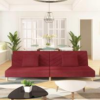 Dvivietė sofa-lova su dvejomis pagalvėmis, vyno, audinys