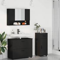 Vonios baldų rinkinys 3 pcs Juoda Inžinerinė mediena ir metalas