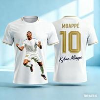 Mbappé vasaros 3D spausdinimo šeimos sportiniai drabužiai Futbolo marškinėliai yra laisvi ir patogūs, tinkami dėvėti lauke XXS