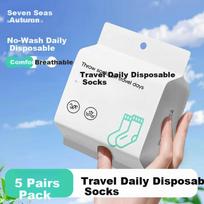 Qihaiqiu Disposable Socks Unisex Daily Use No-Wash Travel Business Portable Sweat-Absorbent Breathable Short Tube Black 5 Pairs Pack