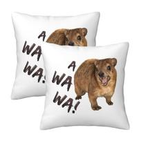 Awawa Angry Screaming Rock Hyrax Meme 2 Pcs Square Pillowcase Pillow Cover Cushion Zip Decorative Comfort Throw Pillow For Home Peach skin 18*18(CM)-2Pcs