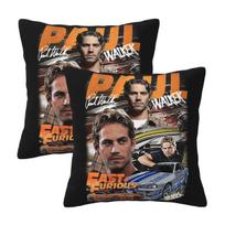 Fast & Furious 2 Pcs Square Pillowcase Pillow Cover Cushion Zip Decorative Comfort Throw Pillow For Home Sofa Peach skin 18*18(CM)-2Pcs