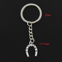Madingas 30 mm raktų pakabukas Metalinis raktų pakabukas Raktų pakabukas Juvelyriniai dirbiniai Antikvariniai padengti Lucky Horseshoe Horse 21x16mm pakabukas sidabras