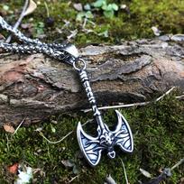 1 vnt. Vyriškas ilgo kotuko dvigubas kirvis Vikingų senovinis karoliai Papuošalai Dovana pendant necklace