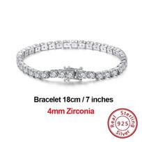 4 mm apvalaus kirpimo teniso apyrankė iš 925 sterlingų sidabro, padengta baltuoju auksu, moteriška, vyriška, apyrankės, bangle, papuošalai, rankos grandinėlė Sb94