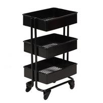 Wrought Iron Mini Dollhouse Stroller Storage Rack - Movable Handcart Floor Organizer juoda