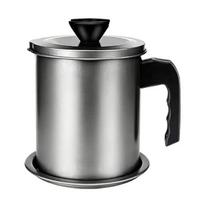 Bacon Grease Container with Filter And Lid 1.4/1.7/2.0L Carbon Steel Lard Jar for Cooking And Storage Easy-Grip Handle Rust Resistant Pot for Frying S