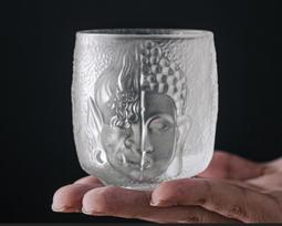 Buddhist Zen Devil Or Buddha 3D Relief Crystal S Glass Religion Azure Stone Sake Wine Cup Liquor Vodka Whisky Tumbler Teacup 100ml