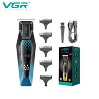 VGR Men's Oil Head Carving Electric Push Clipper USB Charging Convenient Hair Clipper 6000 RPM LCD Digital Hair Trimmer Safe and Skin-friendly V-253 mėlyna