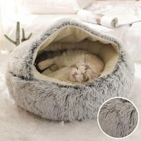 Puppy Warm Cave Mat Kennel Sleeping Bag Pet Winter Supplies Dog Bed Pet House Cat Bed Cat Cushion 33x33cm-coffee