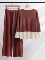 Knitted Wide-leg Pants Sweater Set Women's Autumn Clothing Korean Loose and Thick Fashion Temperament Two-piece Set One Size kaštoninė