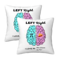 Left Right Brain Hemisphere Pi Pie Math Joke 2 Pcs Square Pillowcase Pillow Cover Cushion Decor Comfort Throw Pillow For Home Peach skin 18*18(CM)-2Pcs