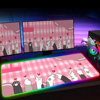 Gaming Mousepad RGB Table Pad LED Cute Cat Paws Keyboard Carpet Xxl Gamer Lock Edge Mouse Pad Rubber Computer Office Accessories RGB300x600x3mm