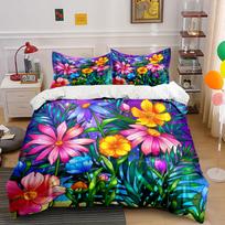 Bright flowers and leaves. Bedding sets Duvet cover sets Duvet covers Pillowcases(1*Duvet Cover 2*Pillowcases without duvet insert) 135x200cm