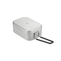 Campingmoon Durable Pressure Relief Camping Lunch Box Alumina Camping Cookware Metal Food Container with Handle sidabras