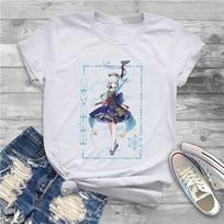 Japanese Genshin Impact Kawaii Amber Kamisito Ayaka T Shirt Vintage Otaku Unisexga Graphic Tshirts Summer Streetwear Unisex Tee L