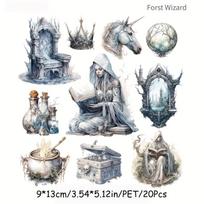 Nauji 20 lapų vintažiniai gotikiniai raganos dekoratyviniai koliažo lipdukai, pasidaryk pats iškarpų knygelės reikmenys Frost Wizard