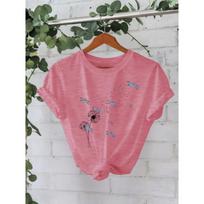 Dandelion Summer New Short-sleeved Women's Fashion T-shirt S tamsiai raudona spalva