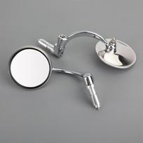 Chrome Round Rearview Mirrors Bar End Mirror for Motorcycle Chopper Cafe Racer