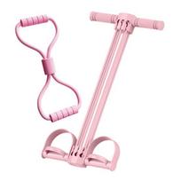 Pedal Resistance Band with Handle 6-Tube Pedal Ankle Puller Elastic Sit-up Pull Rope Men Women Yoga Pedal Workout Band Exercise Equipment rožinė