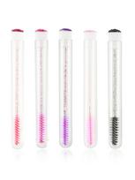 5/10Pcs Portable Makeup Mascara Brush with Drill Tube Installation, Disposable Crystal Rod Mascara Brush, Eyebrow Curling Comb